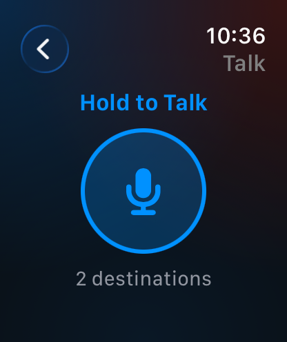 Hold to talk on the Campus Command Apple Watch app
