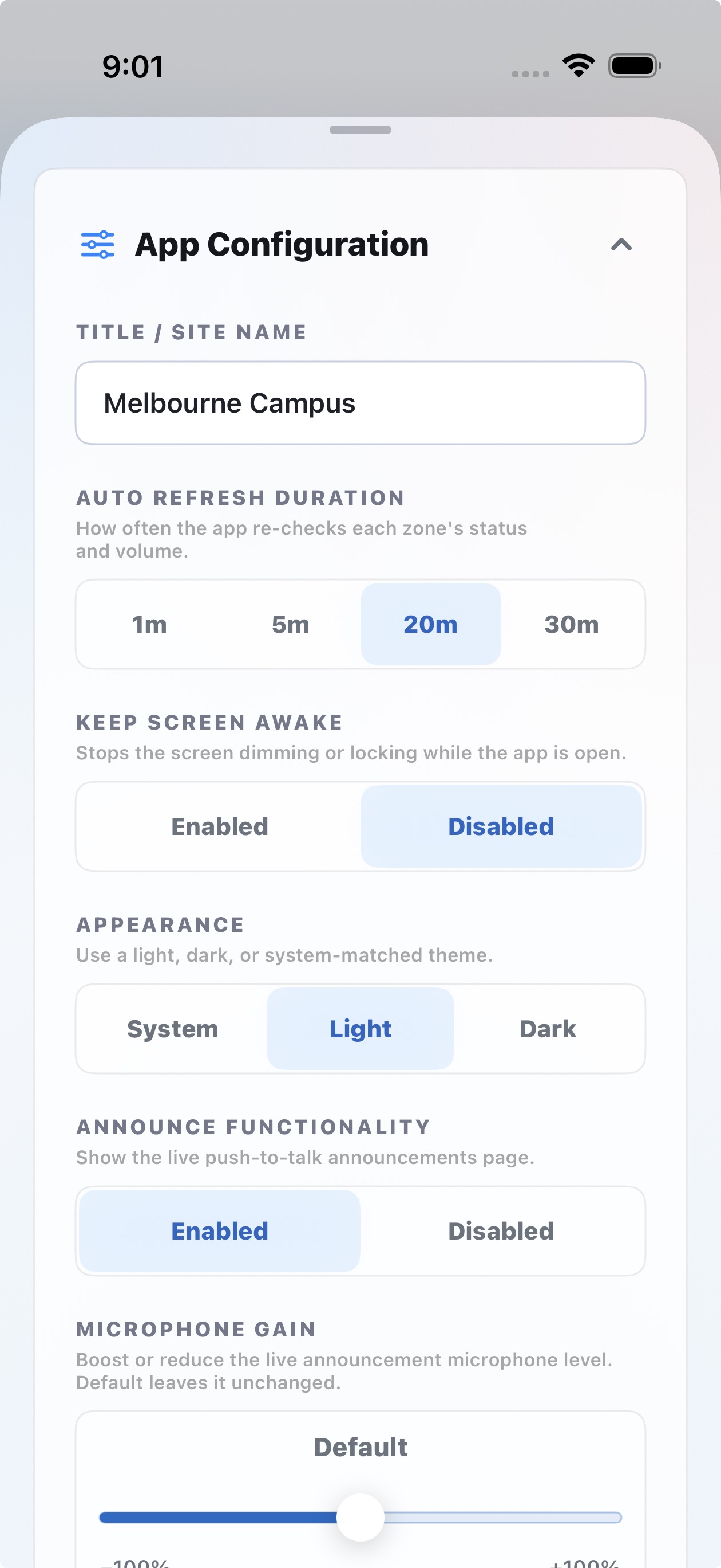 App configuration and preferences